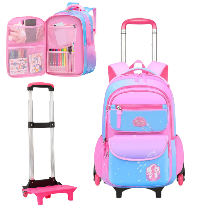 Girls Trolley School Bag Waterproof - 2 Wheels