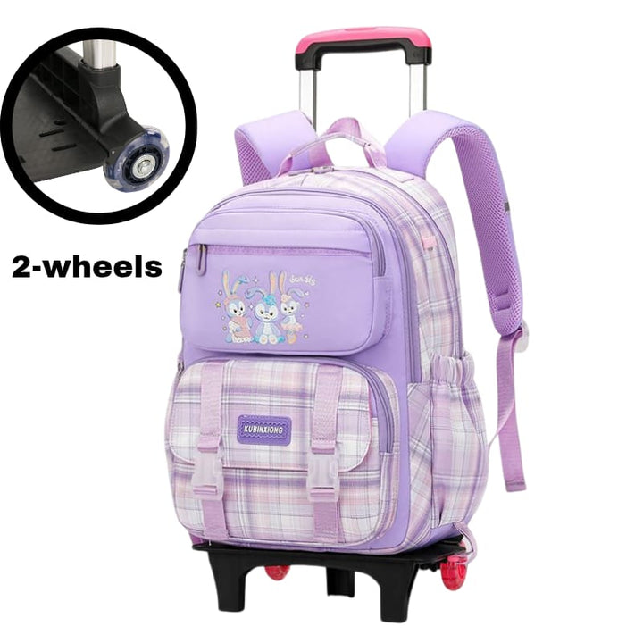 Durable 2-Wheel Trolley Backpack for School Kids