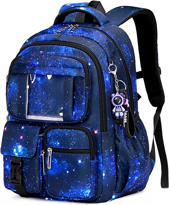 Galaxy Pattern Kids Backpack with Multiple Compartments