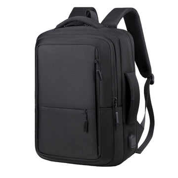 Black backpack on a white background