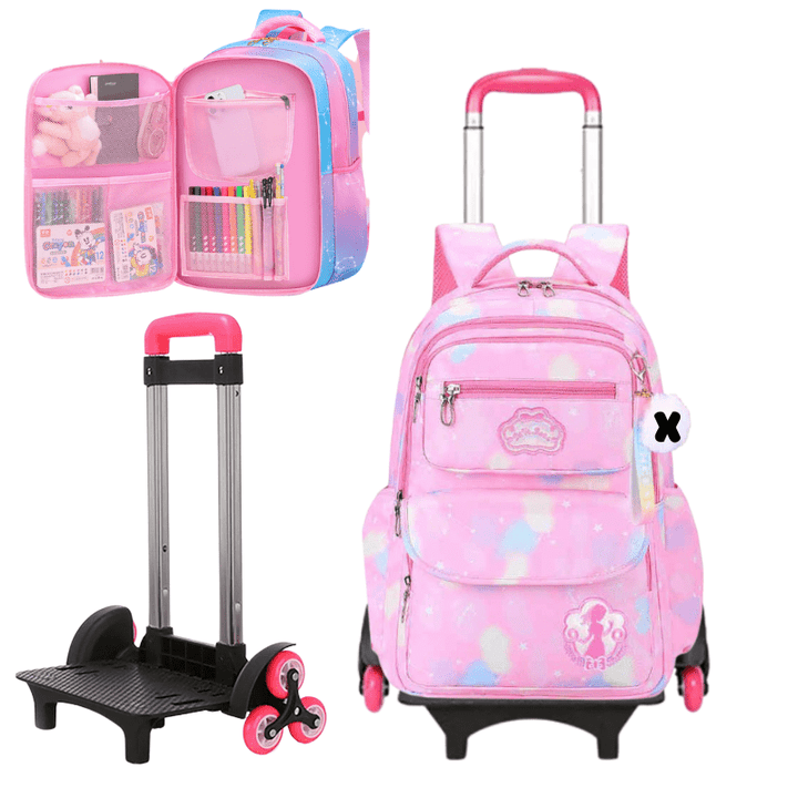 Girls Trolley Bag Pink Cute School bag 6- Wheels