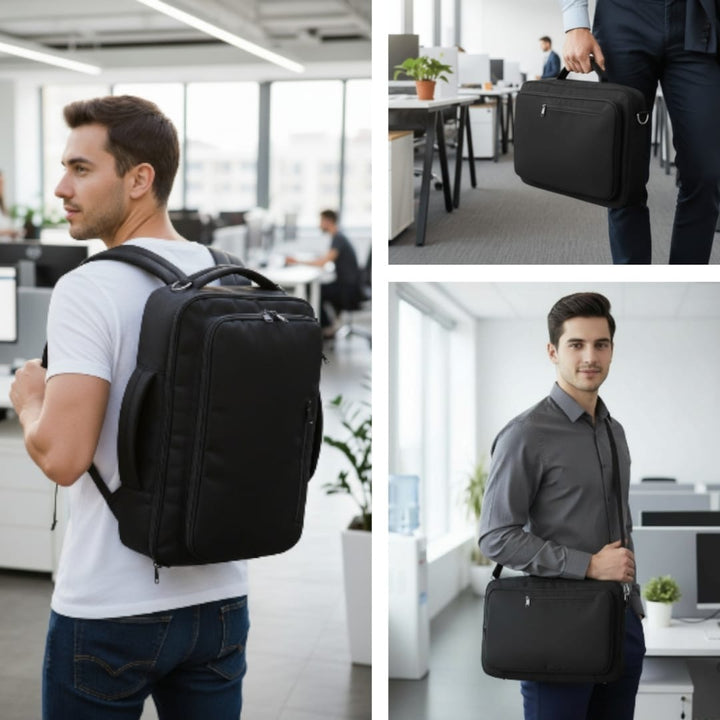 Convertible 3-Way Black Laptop Backpack