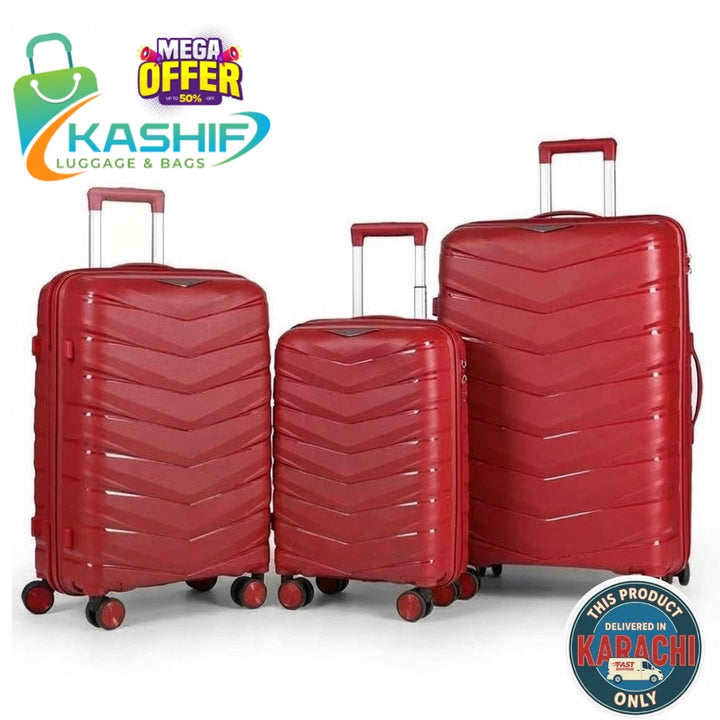 3-Piece Unbreakable PP Suitcase Set (20/25/29 Inch) - Karachi Only