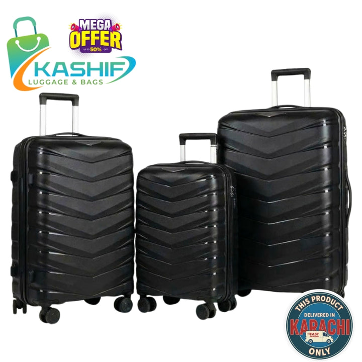 3-Piece Unbreakable PP Suitcase Set (20/25/29 Inch) - Karachi Only