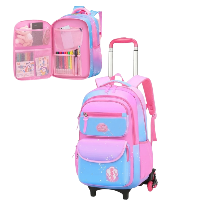 Girls Gradient Trolley Backpack-6 wheels