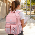 Korean Style Pink Backpack for Teenage Girls