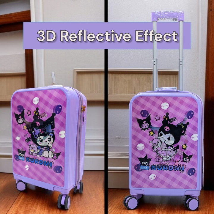3D Reflective Kuromi Kids' Trolley Suitcase- Small 20"